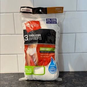 Hanes 3-Pack White Tagless Briefs 2XL